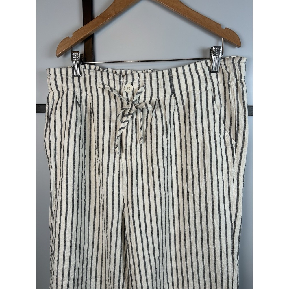 Thread & Supply Linen Blend Wide‎ Leg Trousers Striped Women Size L - Picture 2 of 12